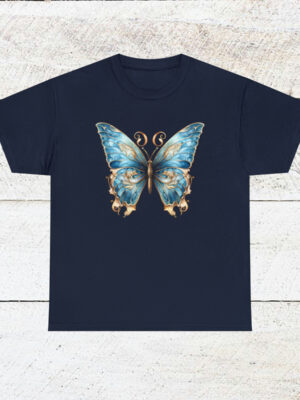 Butterfly White Blue Beautiful Unisex T-shirt