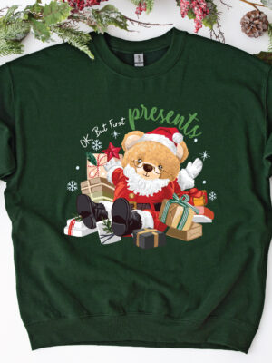 Christmas Santa Claus Teddy Bear Unisex Sweatshirt