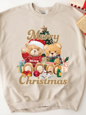 Christmas Tree Teddy Bear Couple Unisex Sweatshirt